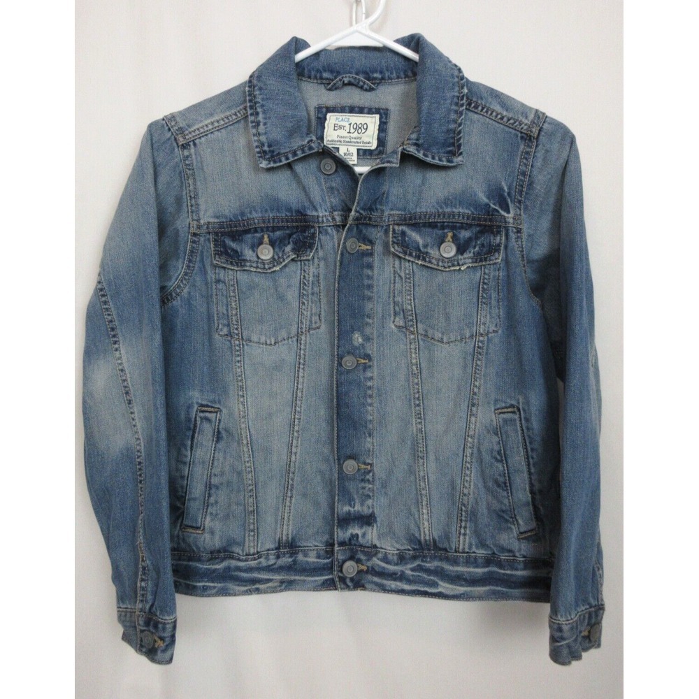 THE CHILDREN'S PLACE Jean Jacket  Large‎ 10-12 Girls  DISTRESSED
